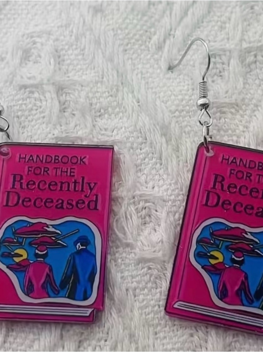 Handbook for the Recently Deceased Pink Book Dangle Earrings